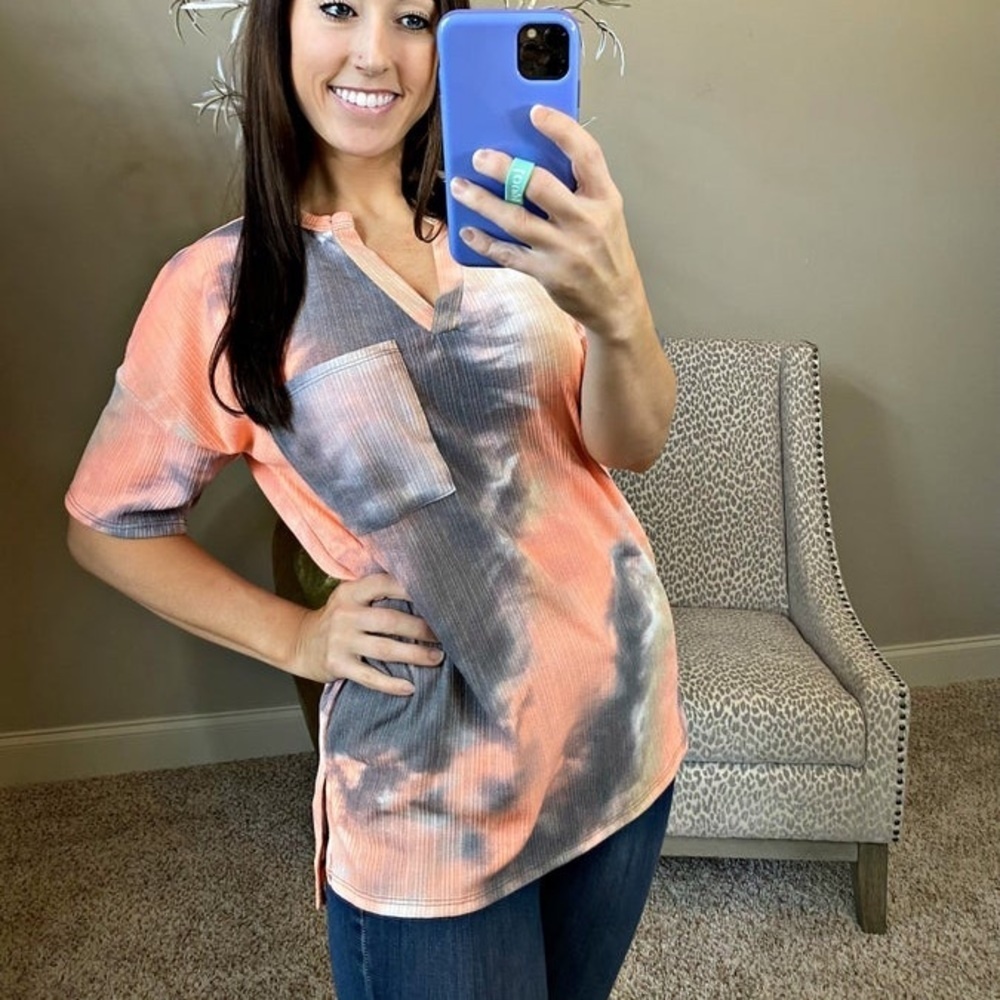 Coral Tie Dye Top